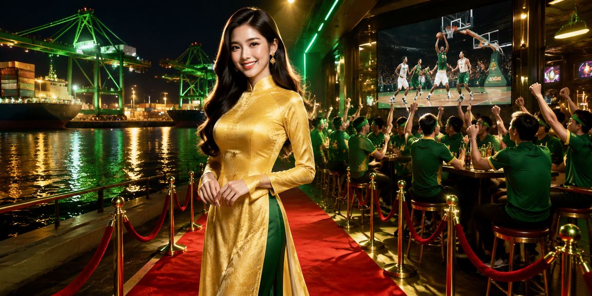 Khung cảnh Hải Phòng minh họa người dùng theo dõi bóng rổ và thể thao trên mobile